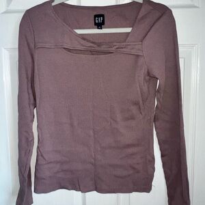 GAP Purple Long Sleeve Cut Out Blouse